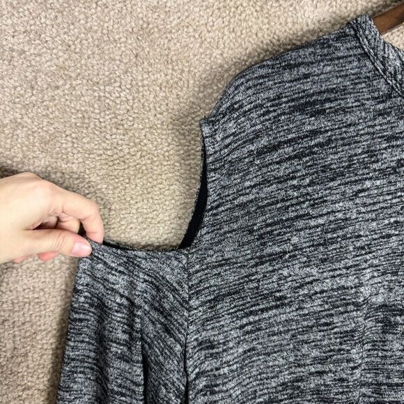 Rag & Bone Port Tee Top Womens Medium Charcoal Heather Long Sleeve Cold Shoulder - Picture 5 of 11